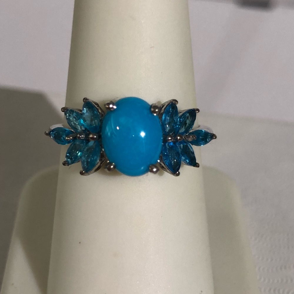 Turquoise & Neon Apatite Ring 2.45 ctw